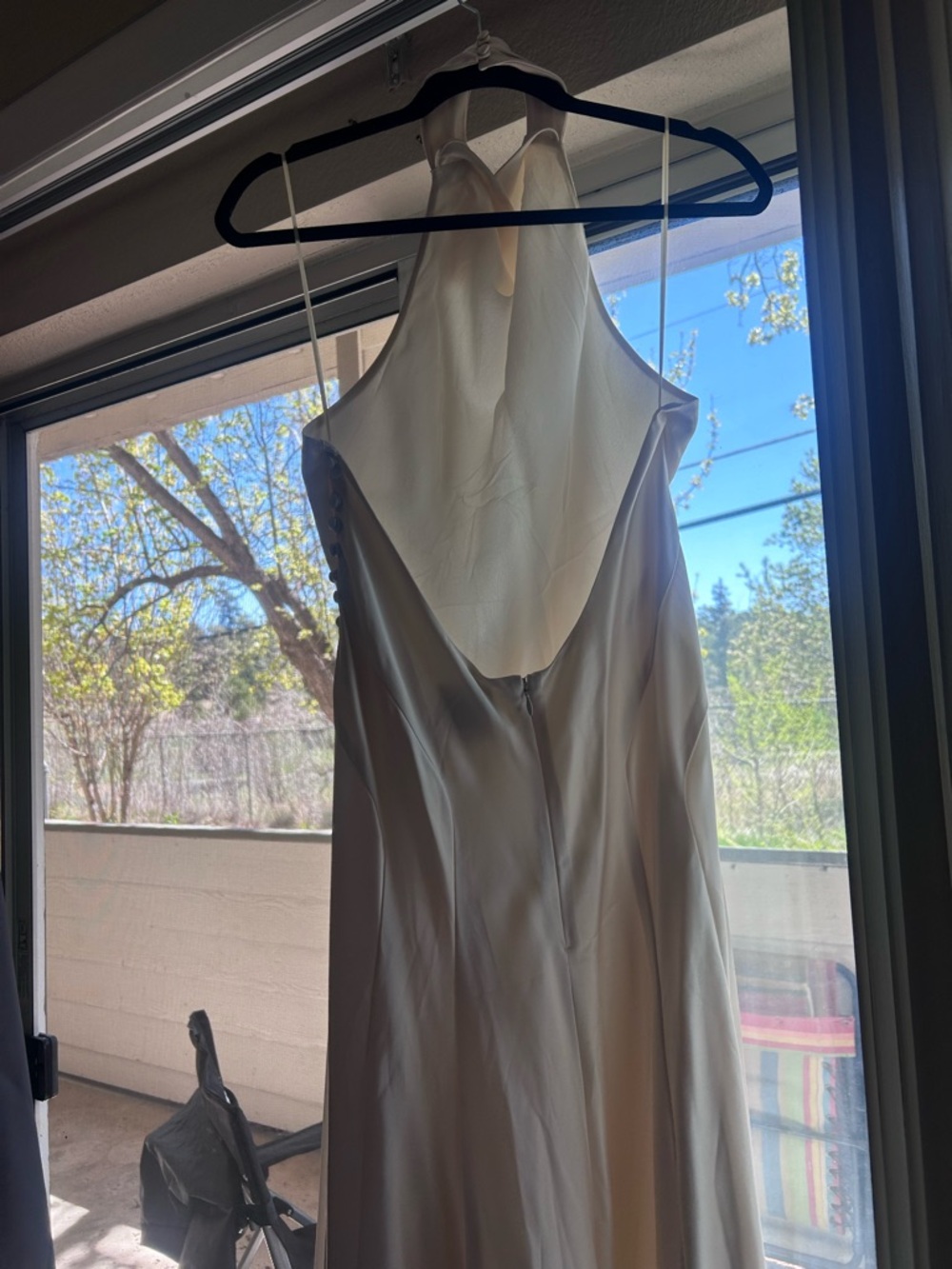 Reformation Cream Satin Halter Wedding Dress - Picture 4 of 8